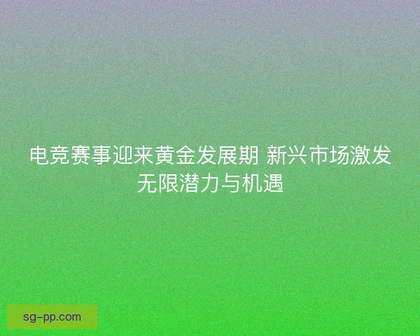 电竞赛事迎来黄金发展期 新兴市场激发无限潜力与机遇